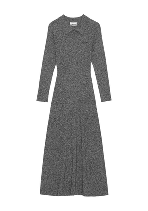 GANNI long sleeve collared maxi dress - Grey