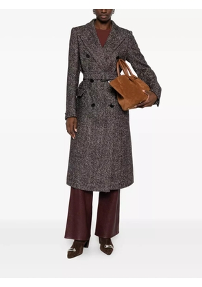 Tagliatore herringbone belted double-breasted coat - Grey