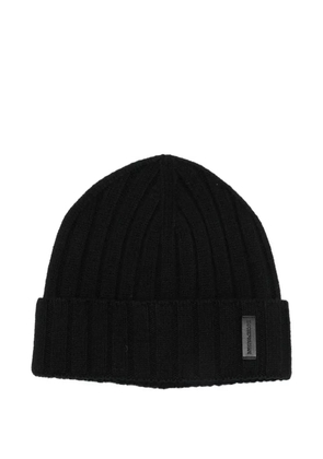 Emporio Armani ribbed wool beanie - Black