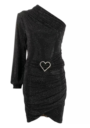 Philipp Plein one-shoulder crystal-heart dress - Black