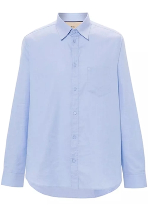 Gucci Double G-logo cotton shirt - Blue