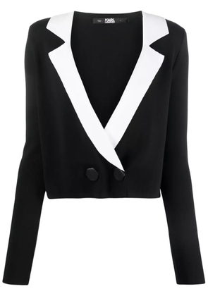 Karl Lagerfeld notch-lapel cropped cardigan - Black