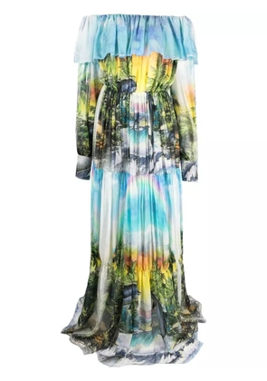 Philipp Plein Hawaii pleated maxi dress - Blue