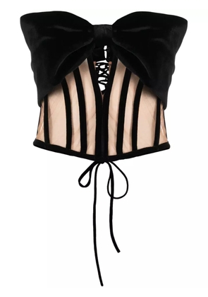 Ana Radu bow-detail velvet corset top - Black