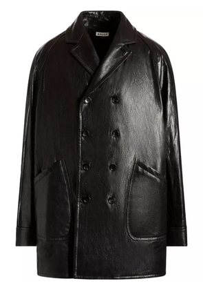 Bally double-breasted leather coat - Black