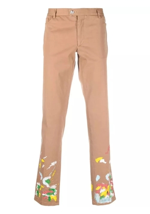 Philipp Plein paint-splatter effect chinos - Brown