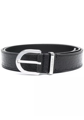 Calvin Klein logo-debossd leather belt - Black