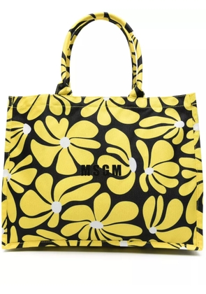 MSGM floral-print tote bag - Yellow