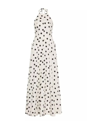 Rebecca Vallance halterneck polka dot maisie maxi dress - White
