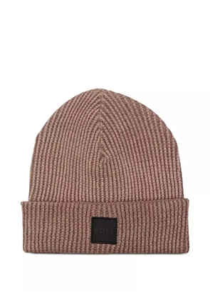 BOSS logo-patch beanie - Neutrals
