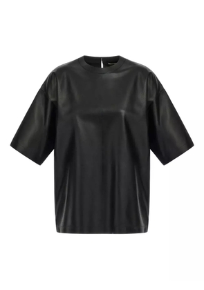 Roberto Cavalli short-sleeve leather T-shirt - Black