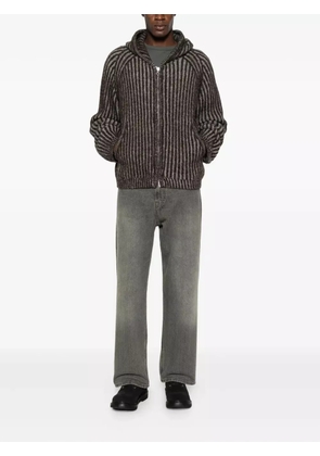 OUR LEGACY striped hooded cardigan - Brown