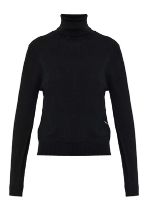 Add roll-neck knit sweater - Black