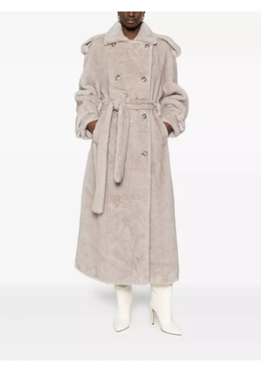 ducie Thalia double-breasted faux fur coat - Neutrals