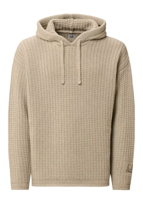 C.P. Company logo-embroidered knitted hoodie - Neutrals