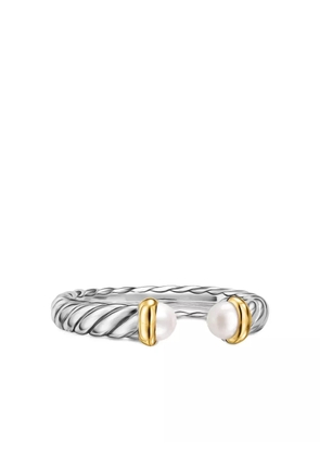 David Yurman sterling silver and 14K yellow gold Petite Cable pearl ring
