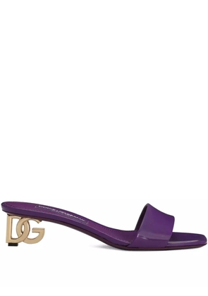 Dolce & Gabbana DNA 40mm logo-plaque heeled sandals - Purple