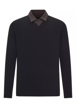 Roberto Collina contrast-collar cotton-piquet polo shirt - Black