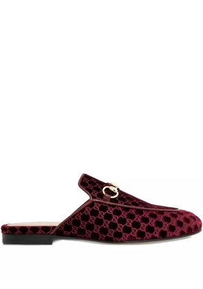 Gucci horsebit GG pattern velvet mules - Red