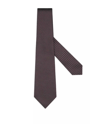 Zegna geometric-pattern silk tie - Brown