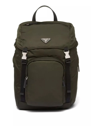 Prada logo-triangle buckled backpack - Green