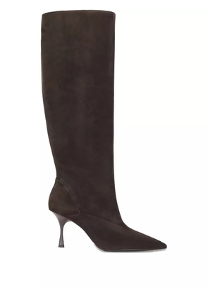 POTAMY suede heeled knee-high boots - Brown