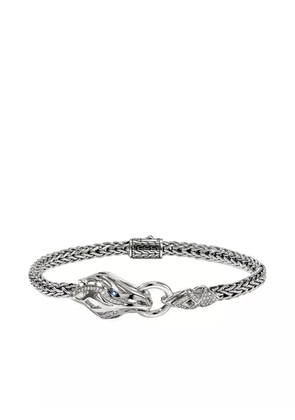 John Hardy sterling silver Naga diamond and sapphire bracelet