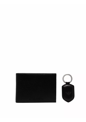 Emporio Armani folded leather wallet and tag - Black