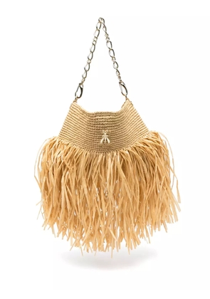 Patrizia Pepe fringed woven shoulder bag - Neutrals