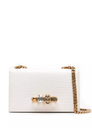 Alexander McQueen Jewelled embossed shoulder bag - White