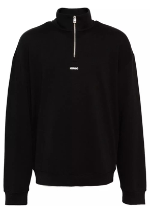 HUGO Zip-Neck Logo print sweatshirt - Black