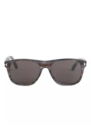 TOM FORD Eyewear striped rectangle sunglasses - Brown