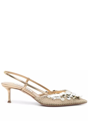 Aquazzura 50mm Can Can slingback pumps - Gold