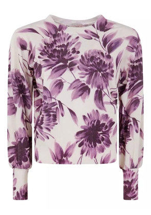 TWINSET floral print balloon-sleeve sweater - White