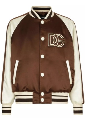 Dolce & Gabbana logo-patch colour-block bomber jacket - Brown