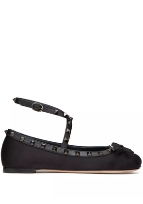 Valentino Garavani Rockstud satin ballet flats - Black