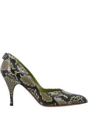 Miu Miu 85mm pointed snake-effect court shoes - Green
