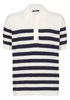 Balmain striped knitted polo shirt - White