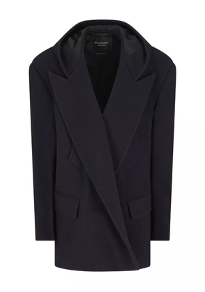 Balenciaga hooded wool coat - Blue