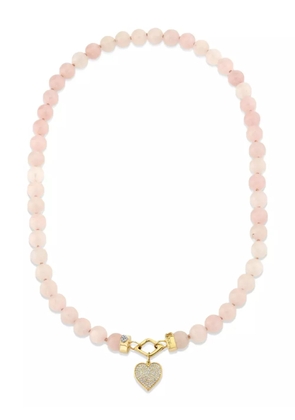 Sydney Evan 14K yellow gold Love rose quartz and diamond necklace