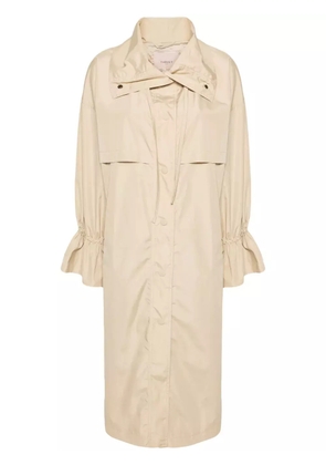 TWINSET logo-engraved taffeta trench coat - Neutrals