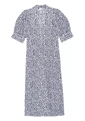 GANNI graphic-print organic-cotton midi dress - Blue