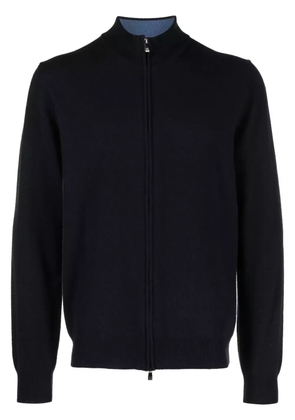 Corneliani funnel-neck virgin wool blend cardigan - Blue