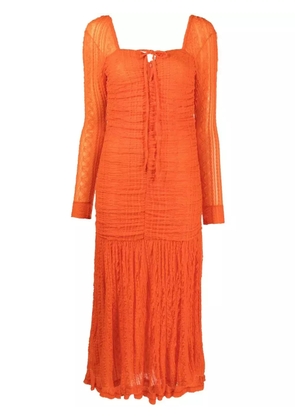 GANNI square-neck long-sleeve dress - Orange