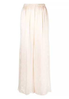 Forte Forte check-pattern ruched-detail satin palazzo pants - Neutrals