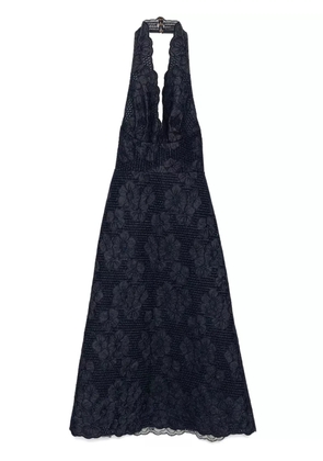 Elie Saab embroidered denim dress - Blue