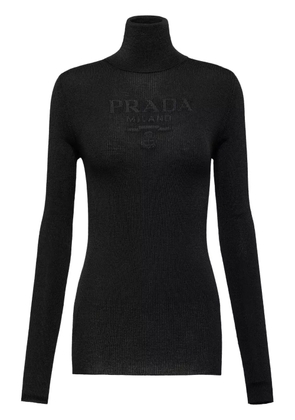 Prada logo-intarsia roll-neck jumper - Black