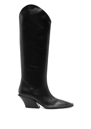 Mugler 80mm pointed-toe calf leather boots - Black