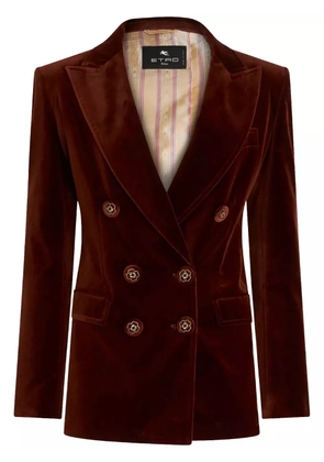 ETRO double-breasted velvet blazer - Brown