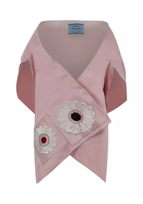 Prada floral-patch stole - Pink